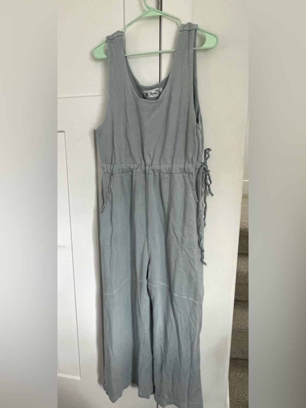 M. Rena Sleeveless Light Gray-Blue Drawstring Jumpsuit woman Large
